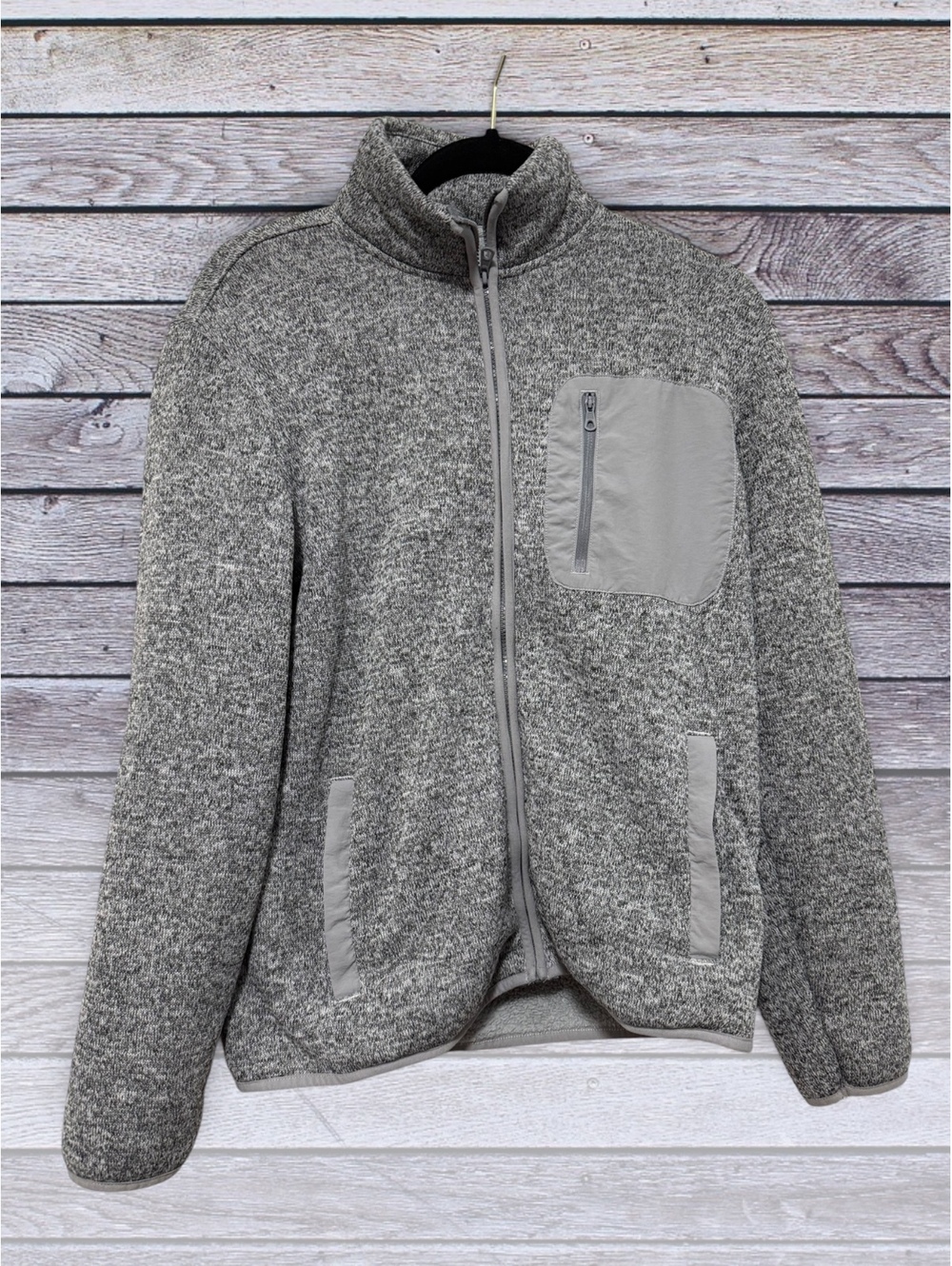 Old Navy Men’s Gray Fleece Jacket with Zip Pockets Size S
